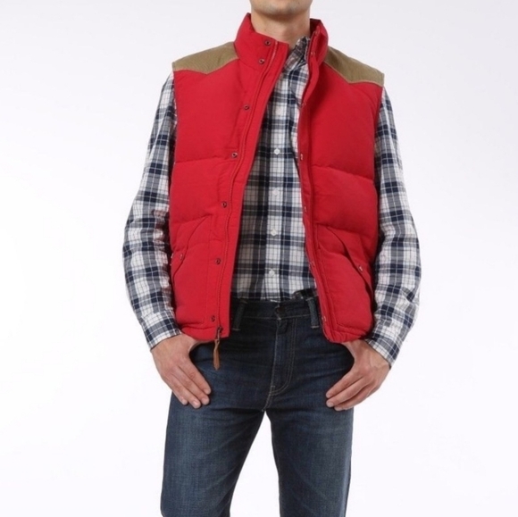 Levi's Men's Goose Down Fill Red Puffer Vest With Corduroy Trim Small - Picture 15 of 15